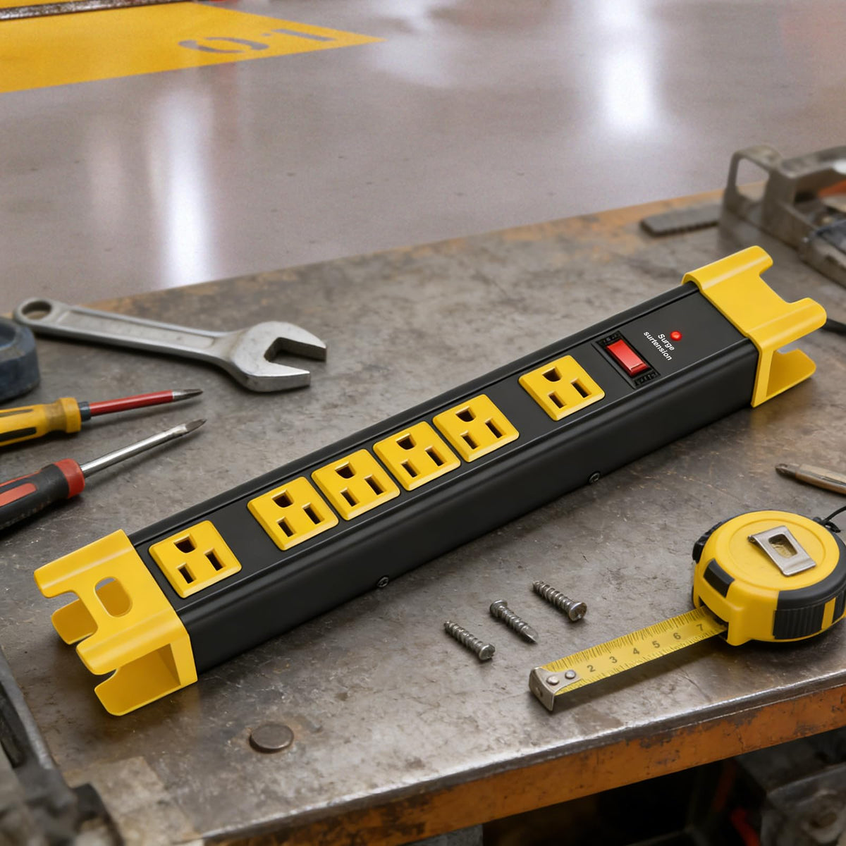 CCCEI mounted on workbench showing workshop installation and organized power benefit