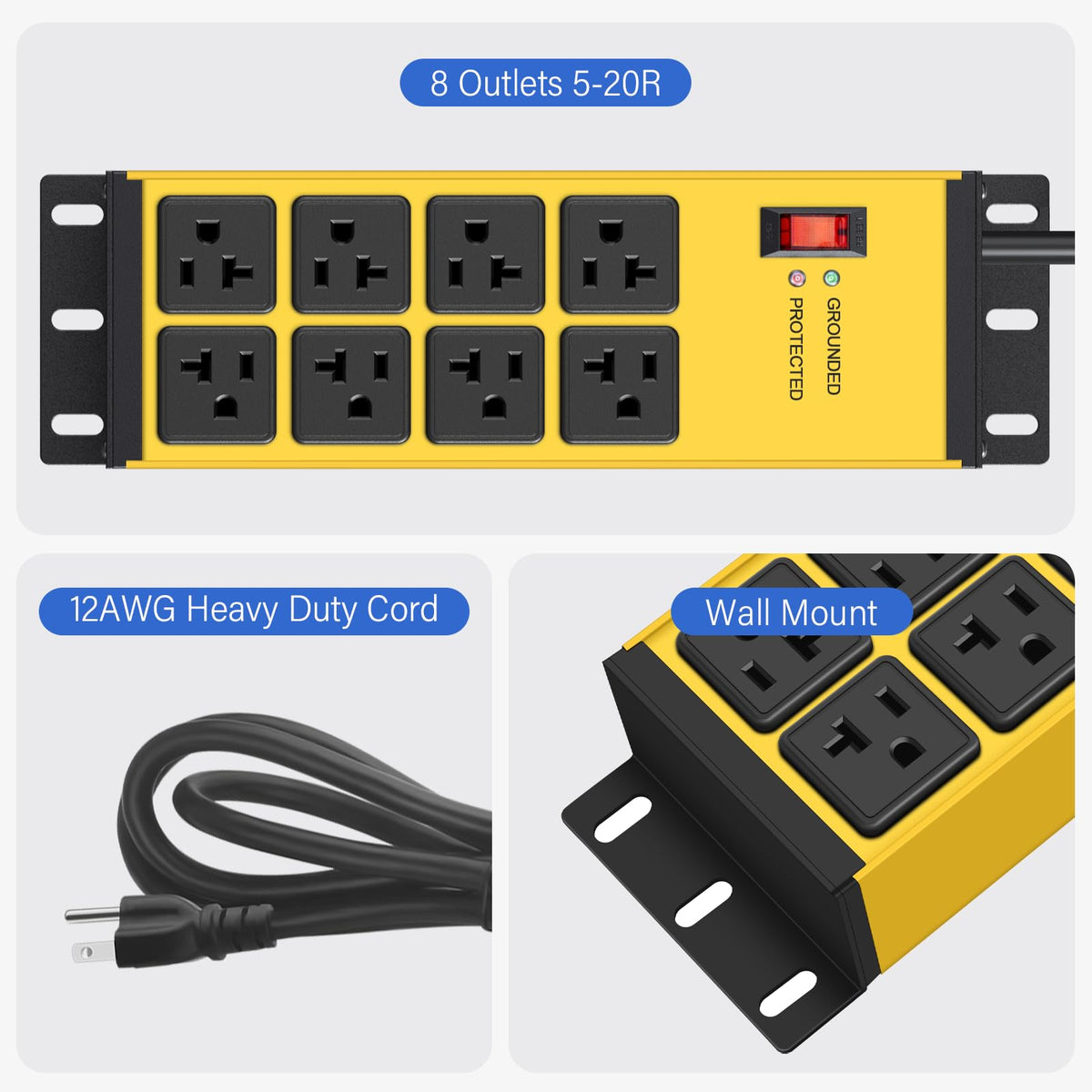 CCCEI outlet layout with 6-20R T-slot adapter showing versatile plug compatibility for tools