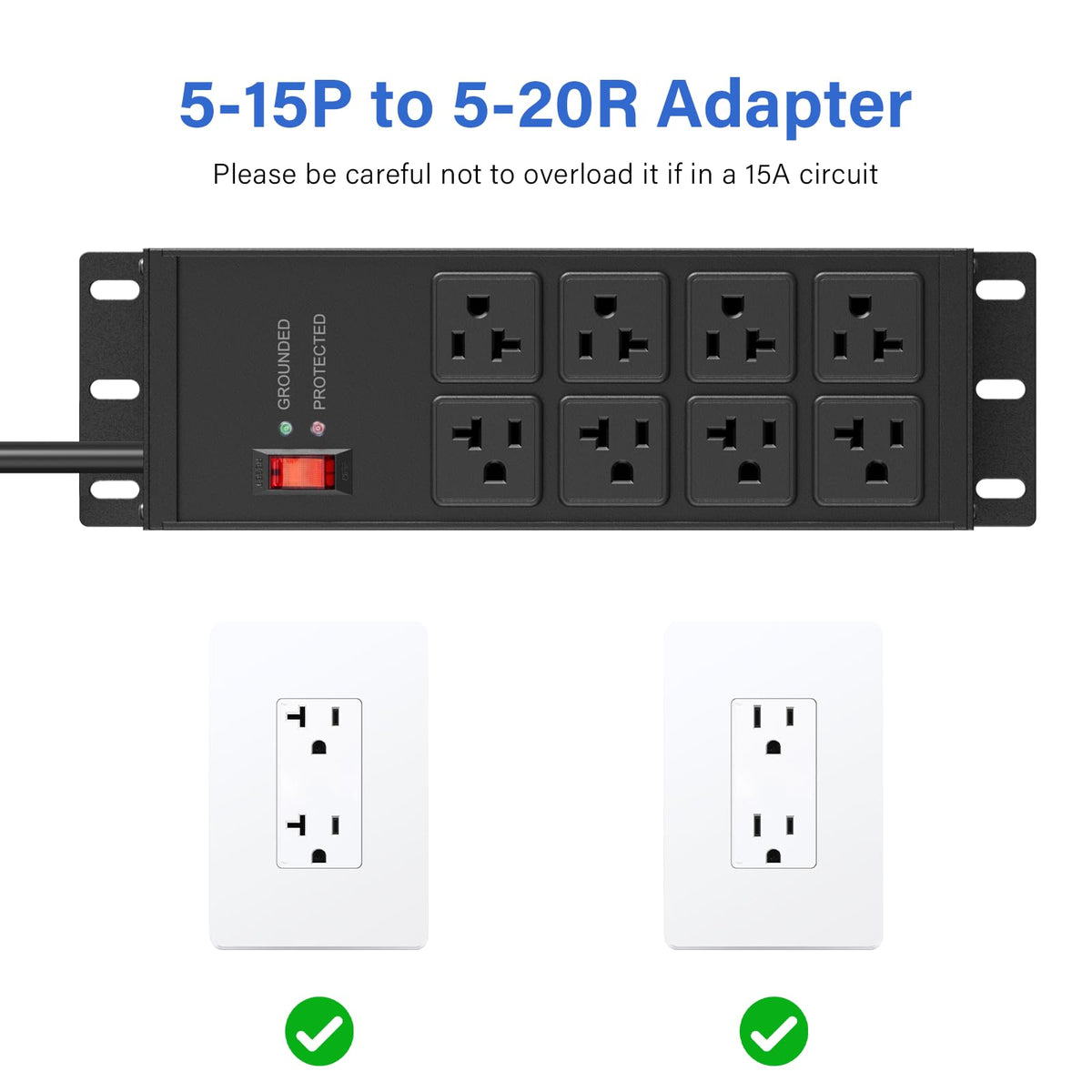 CCCEI outlets layout close-up highlighting eight grounded sockets for multiple devices benefit