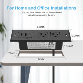 CCCEI power strip shows USB-A QC 3.0 18W port for rapid charging