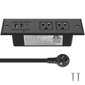 CCCEI recessed power strip with USB-C PD closeup for fast charging multiple devices