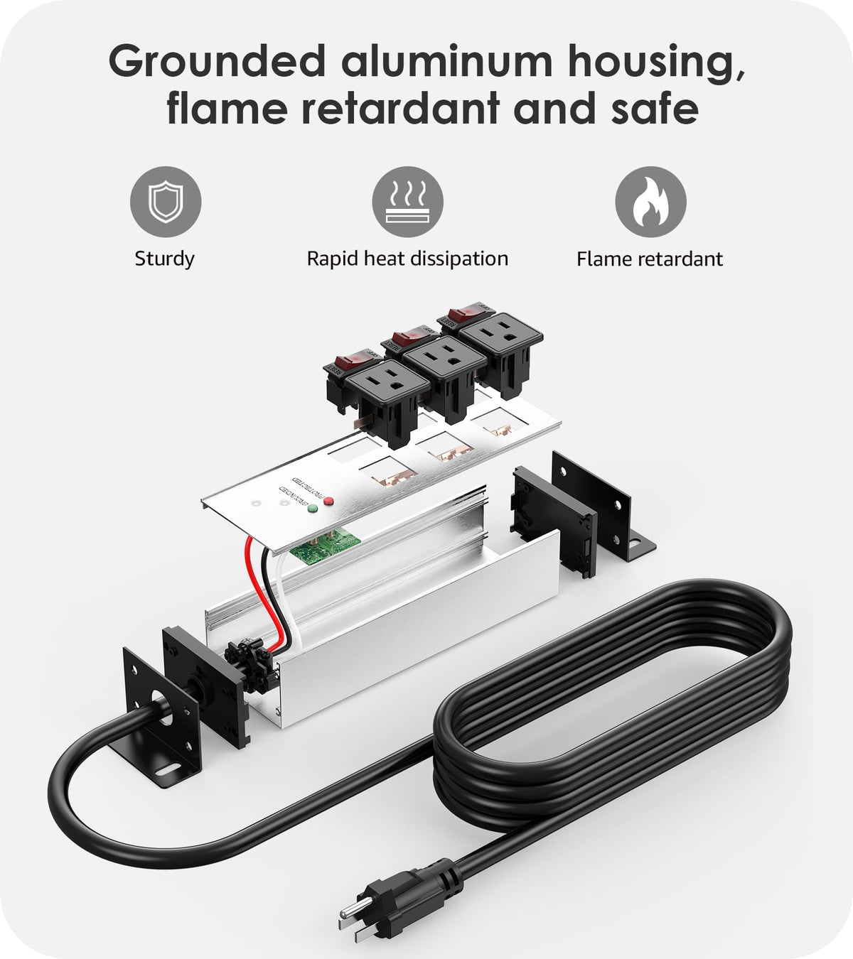 CCCEI surge protector with grounding indicator light and surge protection features visible.