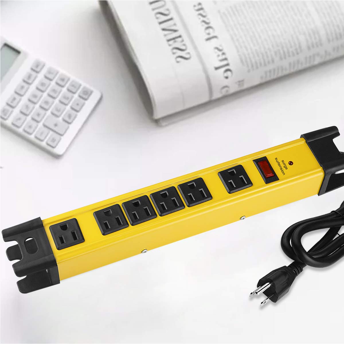 CCCEI power strip held by hand to show scale and portability for bench or mobile setups