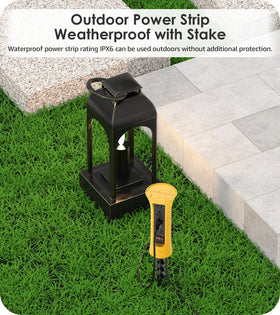 CCCEI weatherproof strip with 6ft cord in bright yellow for rainy patios.