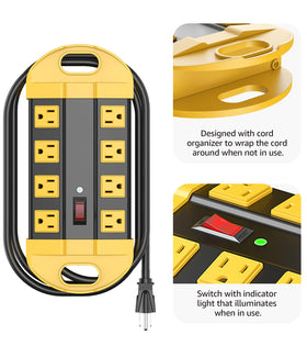 CCCEI power strip highlighting widely spaced outlets to fit large plugs