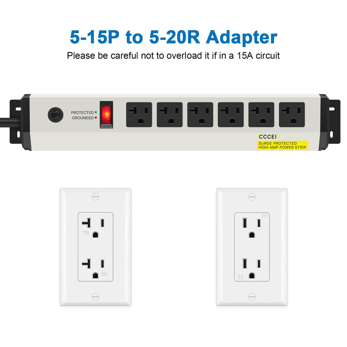 CCCEI power strip in use with tools demonstrating reliable power for equipment