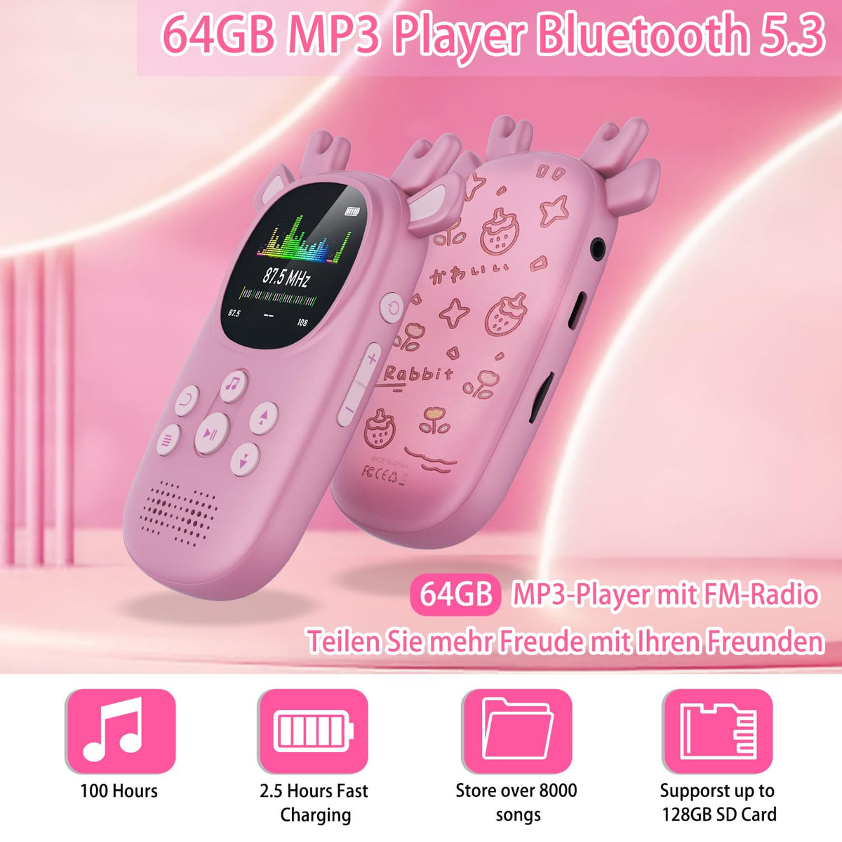 CCHKFEI paired with headphones showing wireless Bluetooth listening convenience