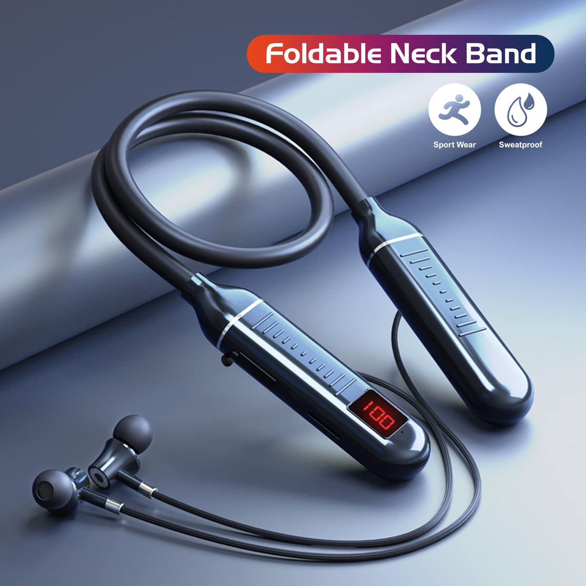 CCICITA foldable neckband and magnetic earbuds prevent tangles during workouts