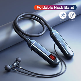 CCICITA foldable neckband and magnetic earbuds prevent tangles during workouts