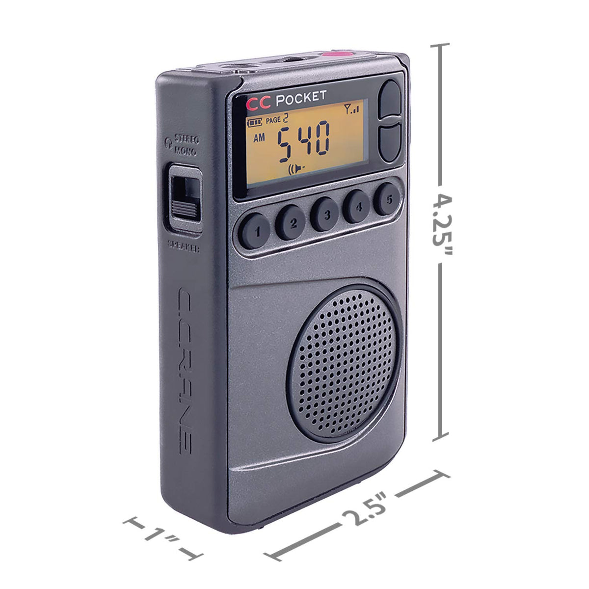 C. Crane CC Pocket included earbuds for private listening.