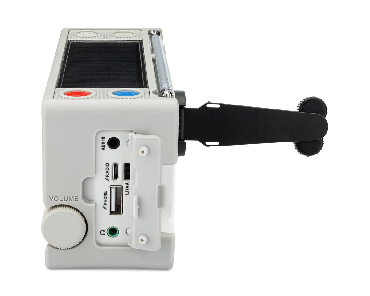 C.Crane CCRadio Solar replaceable lithium-ion battery for long use.