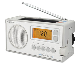 C.Crane CCRadio Solar front view showing weather radio and AM/FM reception.
