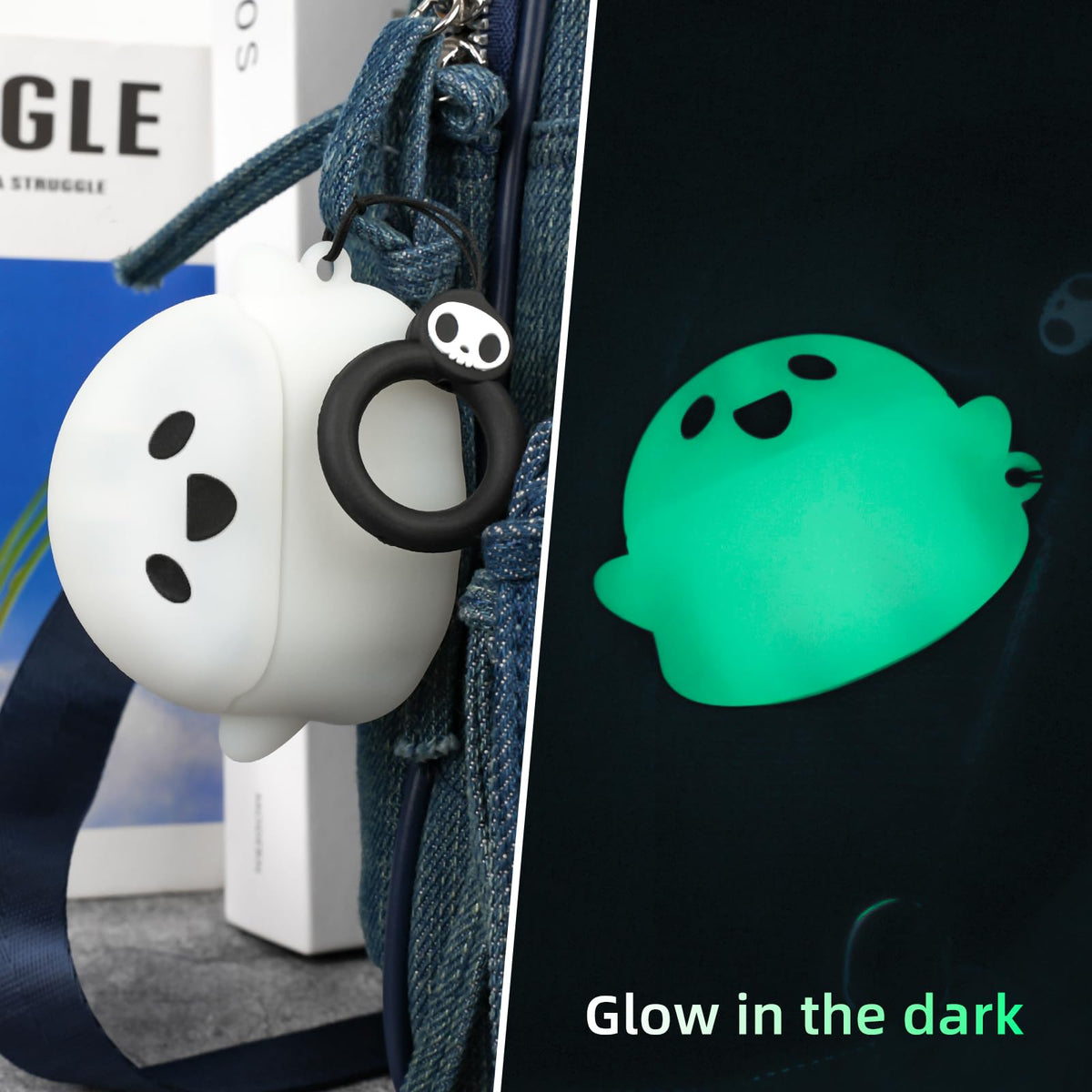 CCXNAS glowing case in dark bedside view aiding easy nighttime location