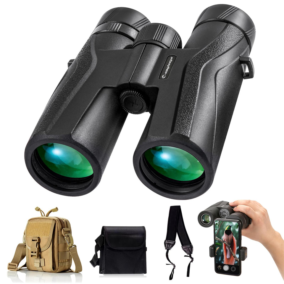 C-eagleeye 10x42 binoculars front view for travel and wildlife viewing
