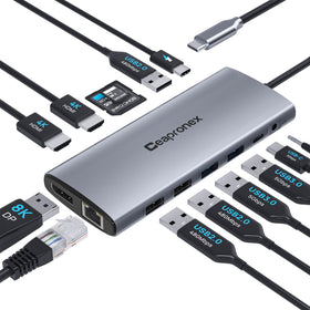 Ceapronex USB C Docking Station connected to laptop with dual HDMI monitors for enhanced multitasking.