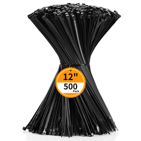 Cehony 12 inch black zip ties pack 500 for versatile indoor and outdoor use.