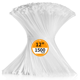 Cehony front packaging showing 1500 white zip ties and quantity benefit