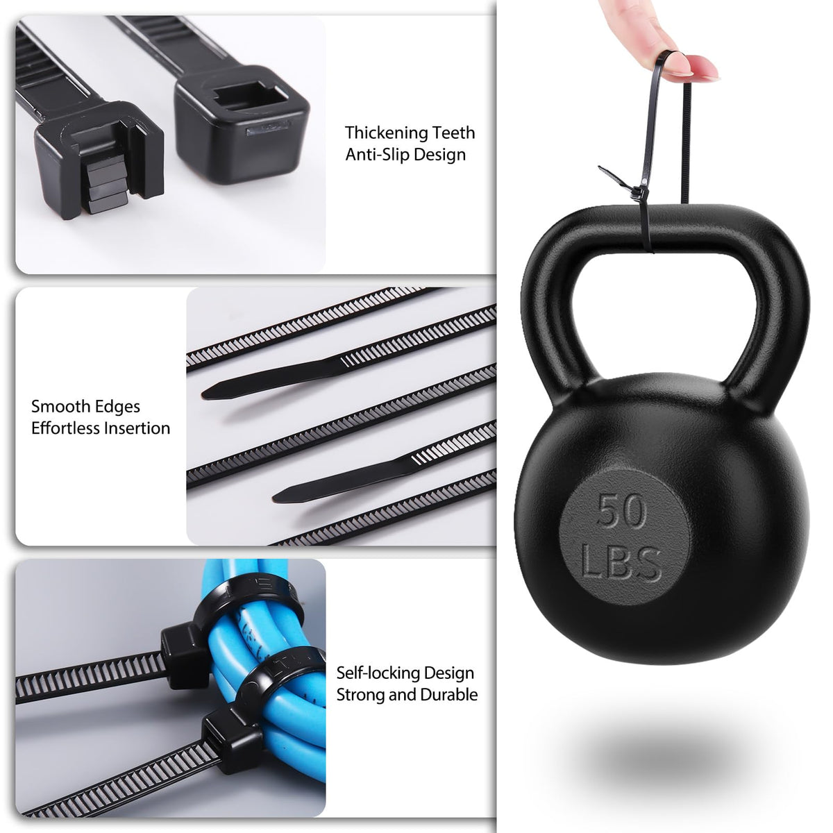 Cehony self-locking zip ties demonstrate reliable fastening.
