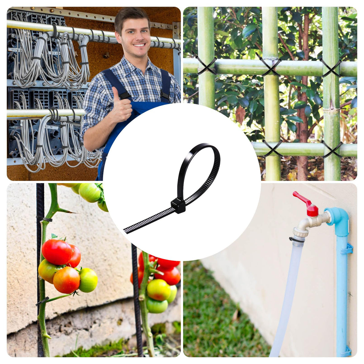 Cehony zip ties smooth entry end facilitates easy insertion and fastening.