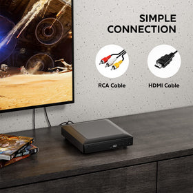 Ceihoit connected to TV in living room showing upscaled DVD picture benefit