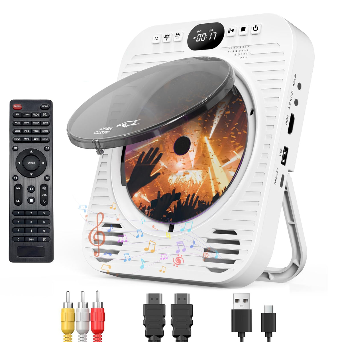 Ceihoit front panel showing controls and disc slot, easy setup benefit