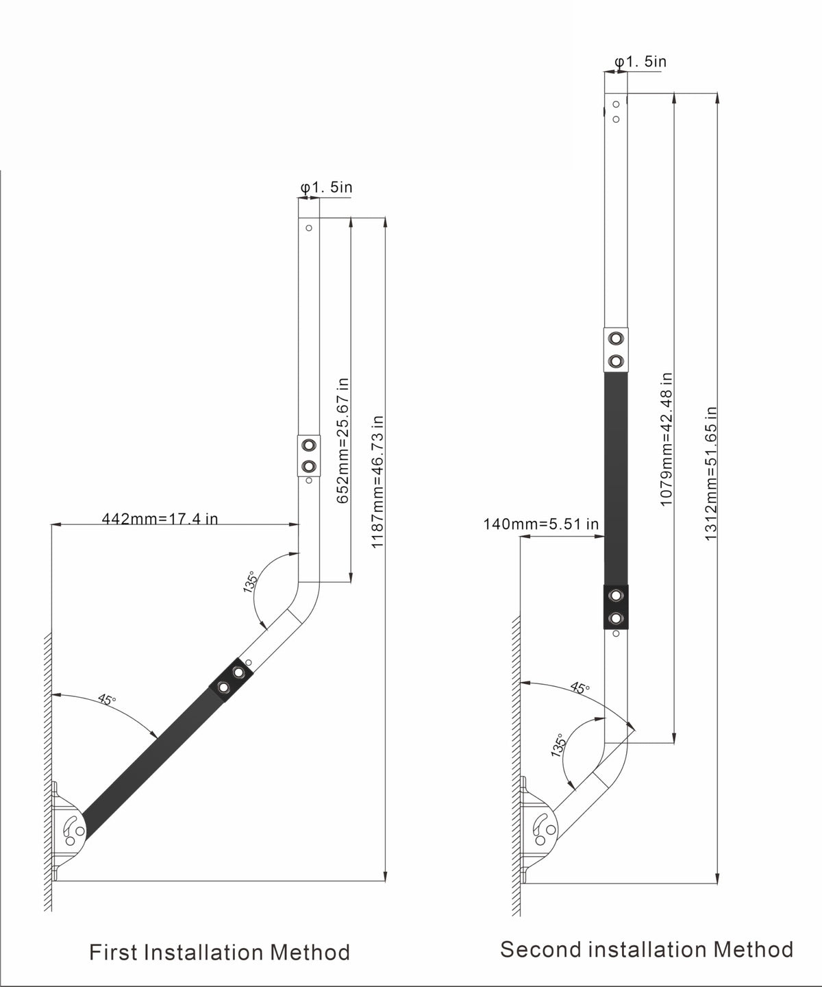 cekay bracket locking pin detail illustrating secure tilt and rotation lock