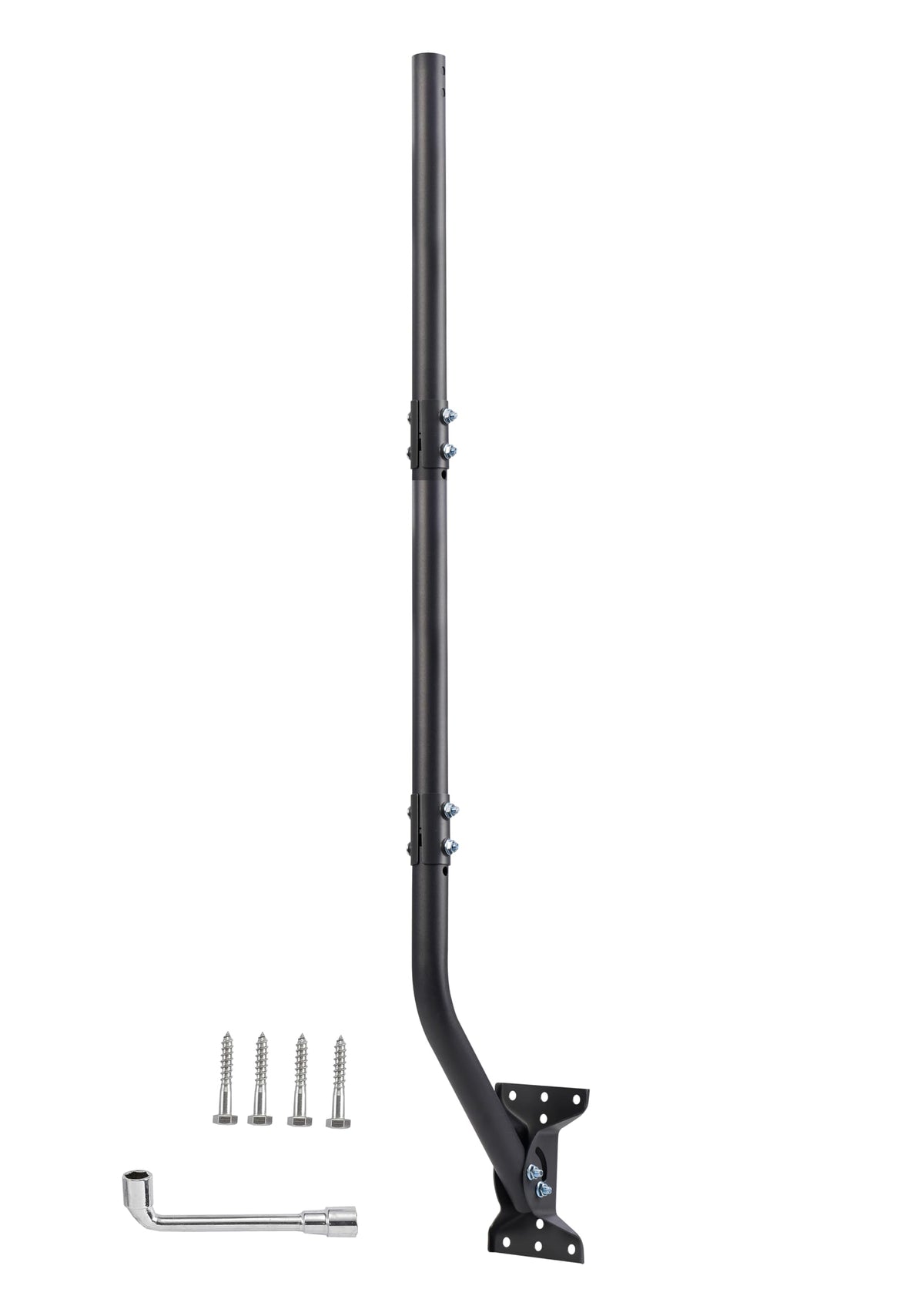 cekay front view of pole and bracket kit showing ready-to-install components and durability