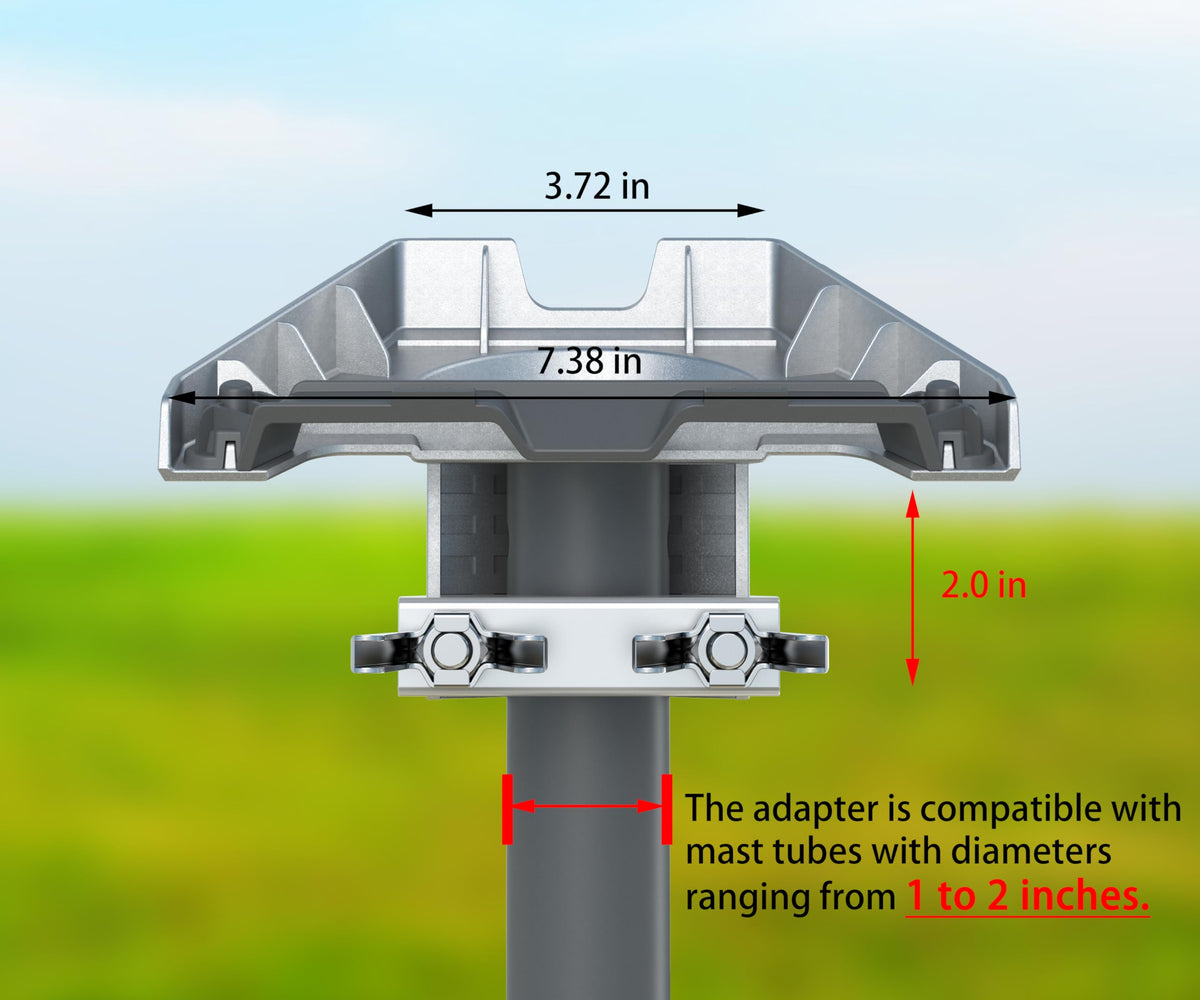 CEKAY Starlink Gen 3 mount demonstrates pole compatibility 1-2 inches.