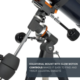 Celestron AstroMaster 130EQ aluminized optics for brighter, higher-contrast planetary views.