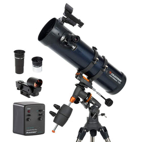 Celestron AstroMaster 130EQ-MD backyard view showing beginner-friendly setup for stargazing
