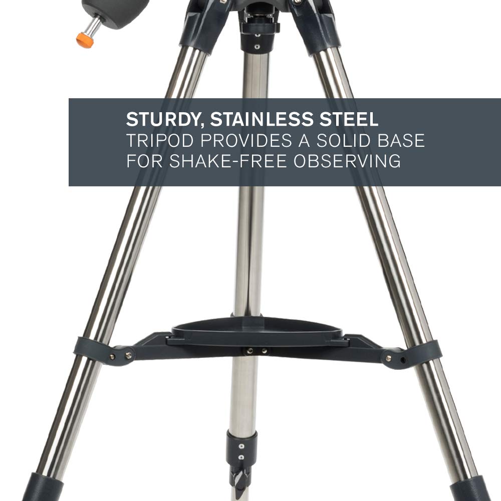 Celestron AstroMaster 130EQ-MD equatorial mount with slow-motion controls for precise pointing