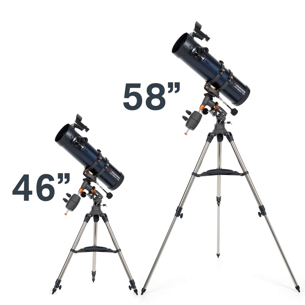 Celestron AstroMaster 130EQ-MD adjustable tripod for stable viewing comfort