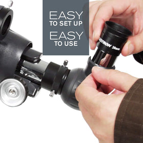 Celestron AstroMaster 70AZ includes 20mm and 10mm eyepieces for versatile observing.