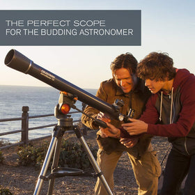 Celestron AstroMaster 70AZ Starry Night software included for planning sessions.