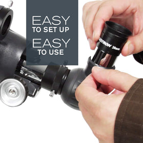 Celestron AstroMaster 90AZ optics close-up for crisp detail