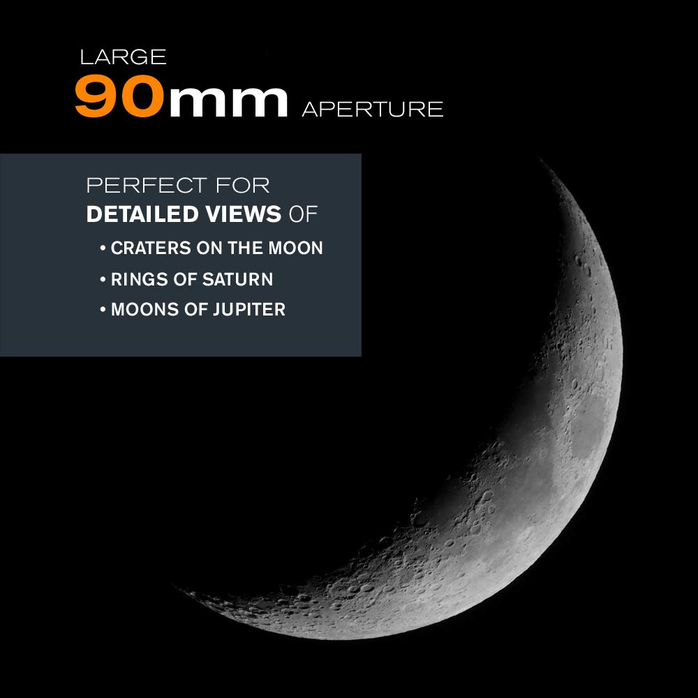 Celestron AstroMaster 90EQ offers quick, tool-free setup for fast stargazing.