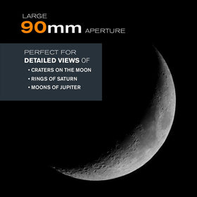 Celestron AstroMaster 90EQ offers quick, tool-free setup for fast stargazing.