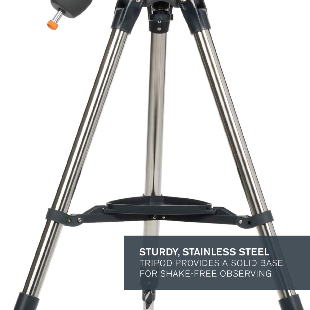 114mm aperture delivers bright lunar and planetary views