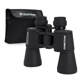 Celestron Cometron front view showing compact binocular body and ergonomic grip benefiting easy handling