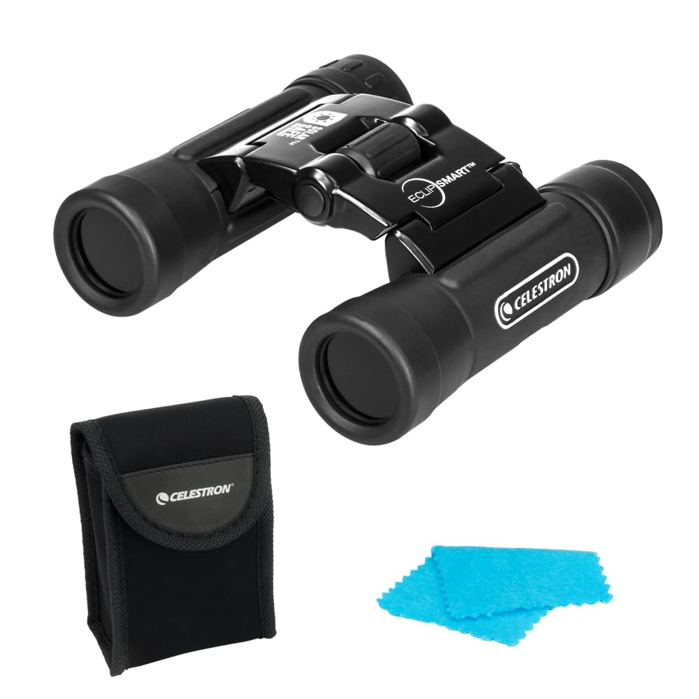 Celestron EclipSmart front view showing compact profile and built‑in solar filters for safe viewing