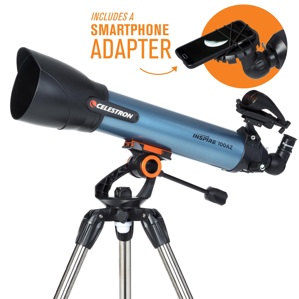 Celestron Inspire 100AZ red LED flashlight illuminating the tray