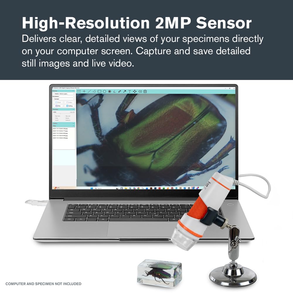 Celestron Labs Digital 2MP microscope with adjustable LED lighting