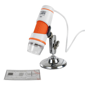 Celestron Labs Digital 2MP microscope on a stand for steady viewing