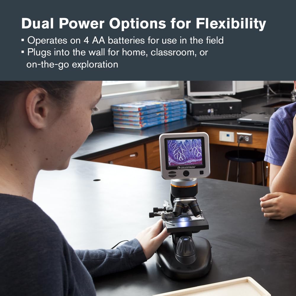 Celestron LCD Digital Microscope II adjustable mechanical stage for precise slide positioning