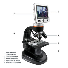 Celestron LCD Digital Microscope II includes prepared slides and rugged carrying case