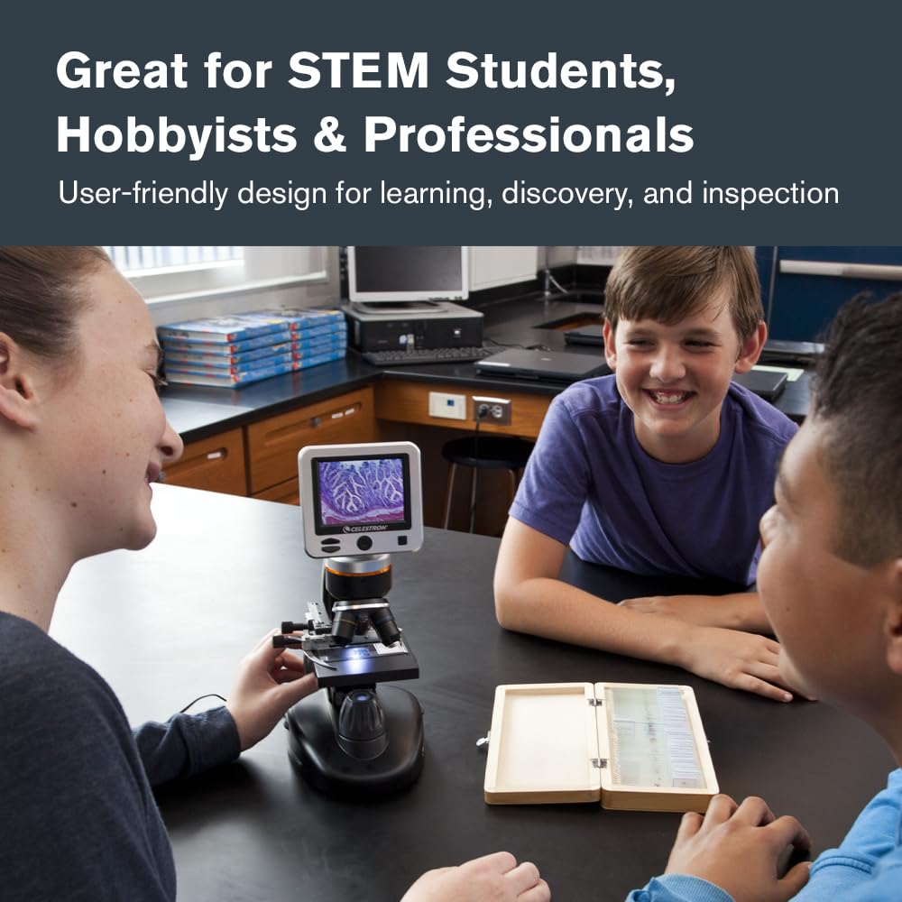Celestron LCD Digital Microscope II rotating head enables group collaboration