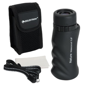 Celestron monocular front view showing compact design and easy handling benefit