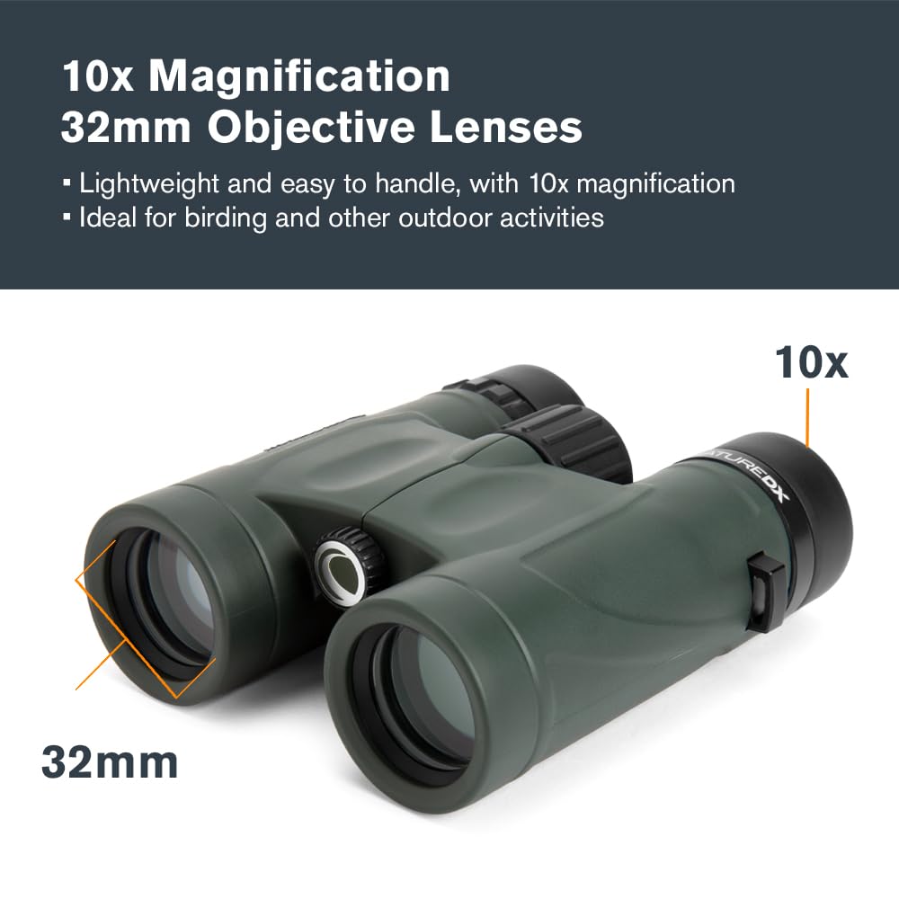 Celestron Nature DX 10x32 close-up optics for bright, sharp daytime viewing.
