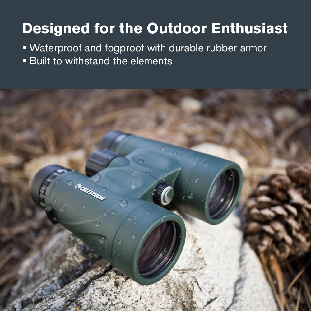 Celestron Nature DX 10x42 binoculars fully multi-coated lenses for bright views.