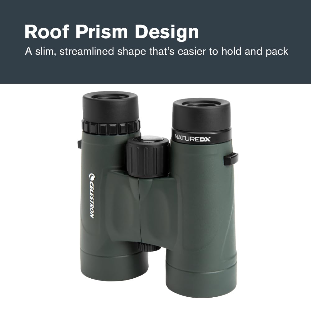 Celestron Nature DX 10x42 binoculars tripod-adaptable socket for steady viewing.